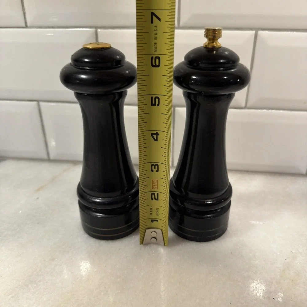 Vintage Olde Thompson Salt And Pepper Grinder Set Black /gold‎ ES004